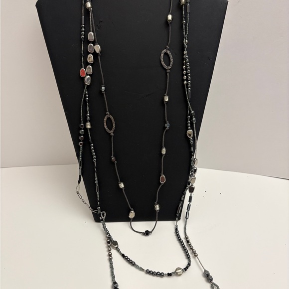 Silpada Sterling Silver and Hematite Three Strand Necklace. N2097 Retired. - Picture 2 of 6